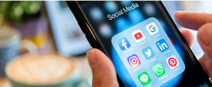 Phone showing social media app icons